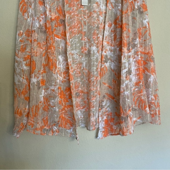 Chico’s Camo Foliage Sheer Jacket Peach Cream Size 2 Large - Picture 10 of 16